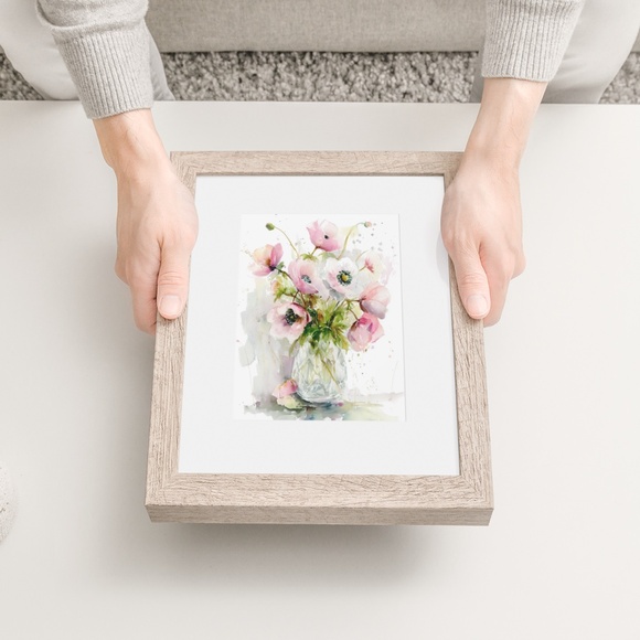 Watercolor Anemone Flowers Wall Art Illustration Print Poster Unframed - Picture 6 of 10